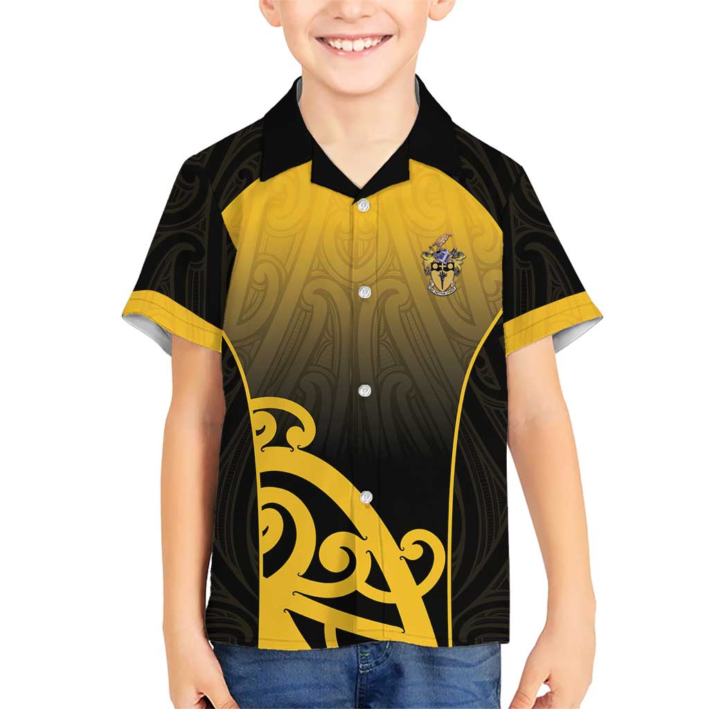 Custom Motueka High School Family Matching Long Sleeve Bodycon Dress and Hawaiian Shirt Maori Koru Pattern