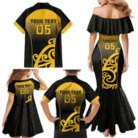 Custom Motueka High School Family Matching Mermaid Dress and Hawaiian Shirt Maori Koru Pattern