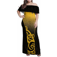 Custom Motueka High School Family Matching Off Shoulder Maxi Dress and Hawaiian Shirt Maori Koru Pattern