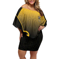 Custom Motueka High School Family Matching Off Shoulder Short Dress and Hawaiian Shirt Maori Koru Pattern