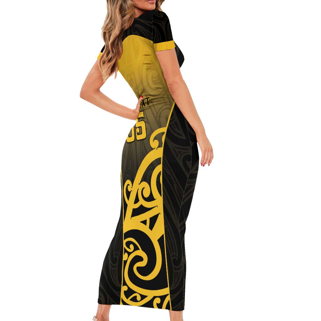 Custom Motueka High School Family Matching Short Sleeve Bodycon Dress and Hawaiian Shirt Maori Koru Pattern