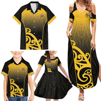 Custom Motueka High School Family Matching Summer Maxi Dress and Hawaiian Shirt Maori Koru Pattern
