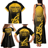 Custom Motueka High School Family Matching Tank Maxi Dress and Hawaiian Shirt Maori Koru Pattern