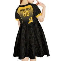 Custom Motueka High School Kid Short Sleeve Dress Maori Koru Pattern