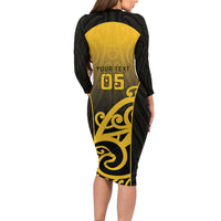 Custom Motueka High School Long Sleeve Bodycon Dress Maori Koru Pattern