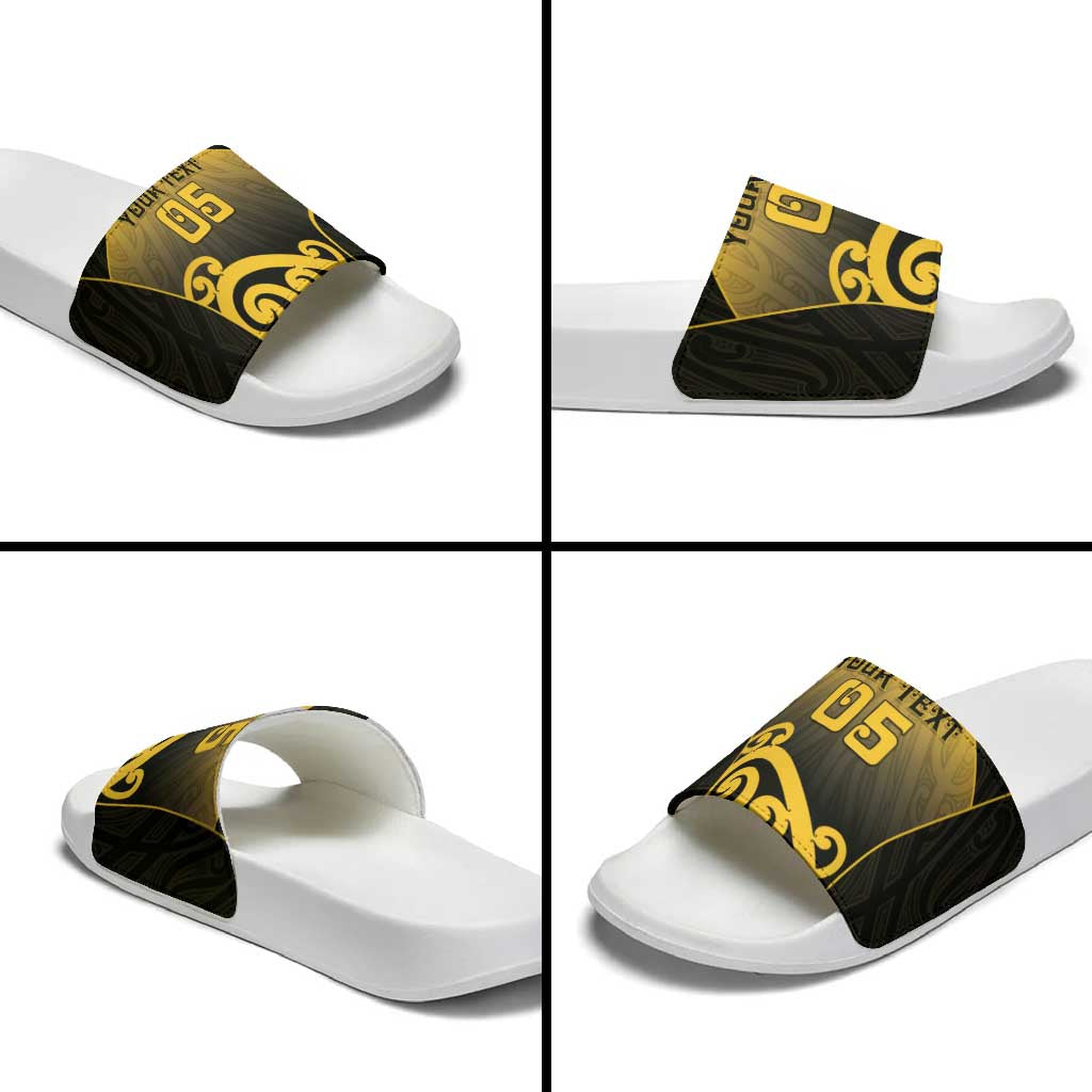 Custom Motueka High School Slide Sandals Maori Koru Pattern