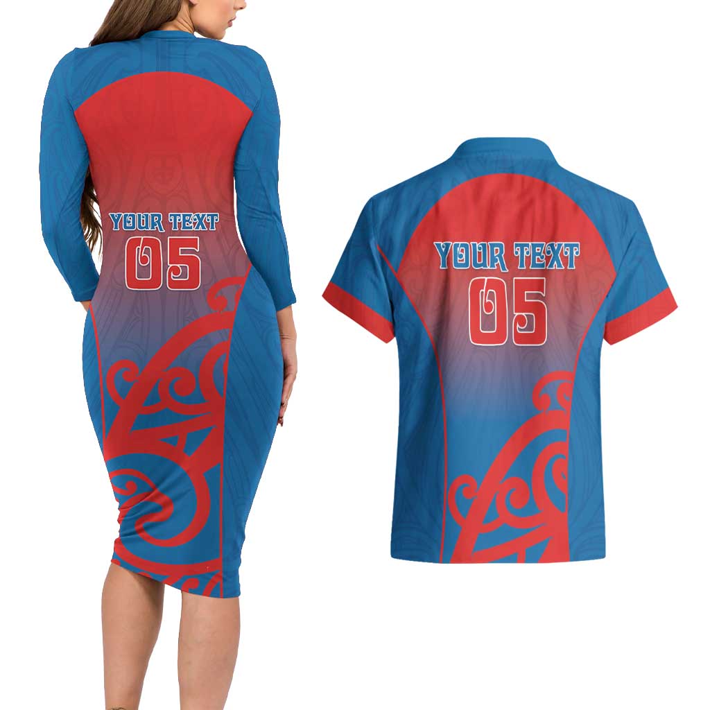 Custom St Joseph's Maori Girls' College Couples Matching Long Sleeve Bodycon Dress and Hawaiian Shirt Maori Koru Pattern