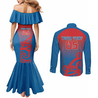 Custom St Joseph's Maori Girls' College Couples Matching Mermaid Dress and Long Sleeve Button Shirt Maori Koru Pattern