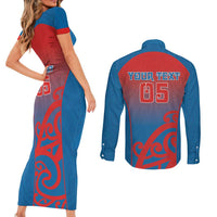 Custom St Joseph's Maori Girls' College Couples Matching Short Sleeve Bodycon Dress and Long Sleeve Button Shirt Maori Koru Pattern