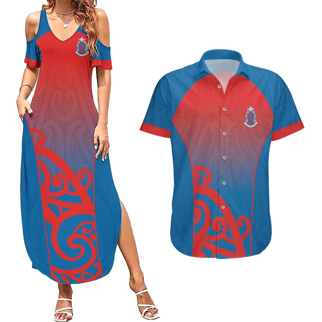 Custom St Joseph's Maori Girls' College Couples Matching Summer Maxi Dress and Hawaiian Shirt Maori Koru Pattern