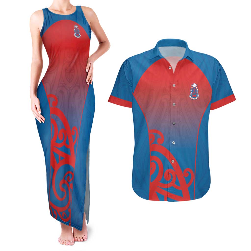 Custom St Joseph's Maori Girls' College Couples Matching Tank Maxi Dress and Hawaiian Shirt Maori Koru Pattern