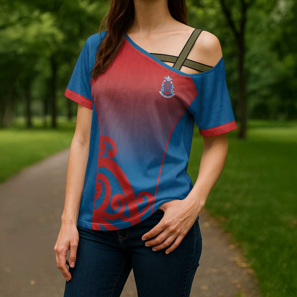 Custom St Joseph's Maori Girls' College Cross Shoulder Shirt Maori Koru Pattern