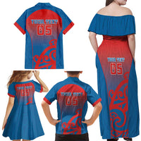 Custom St Joseph's Maori Girls' College Family Matching Off Shoulder Maxi Dress and Hawaiian Shirt Maori Koru Pattern
