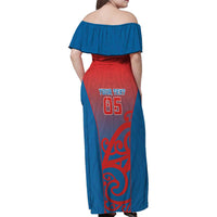 Custom St Joseph's Maori Girls' College Family Matching Off Shoulder Maxi Dress and Hawaiian Shirt Maori Koru Pattern