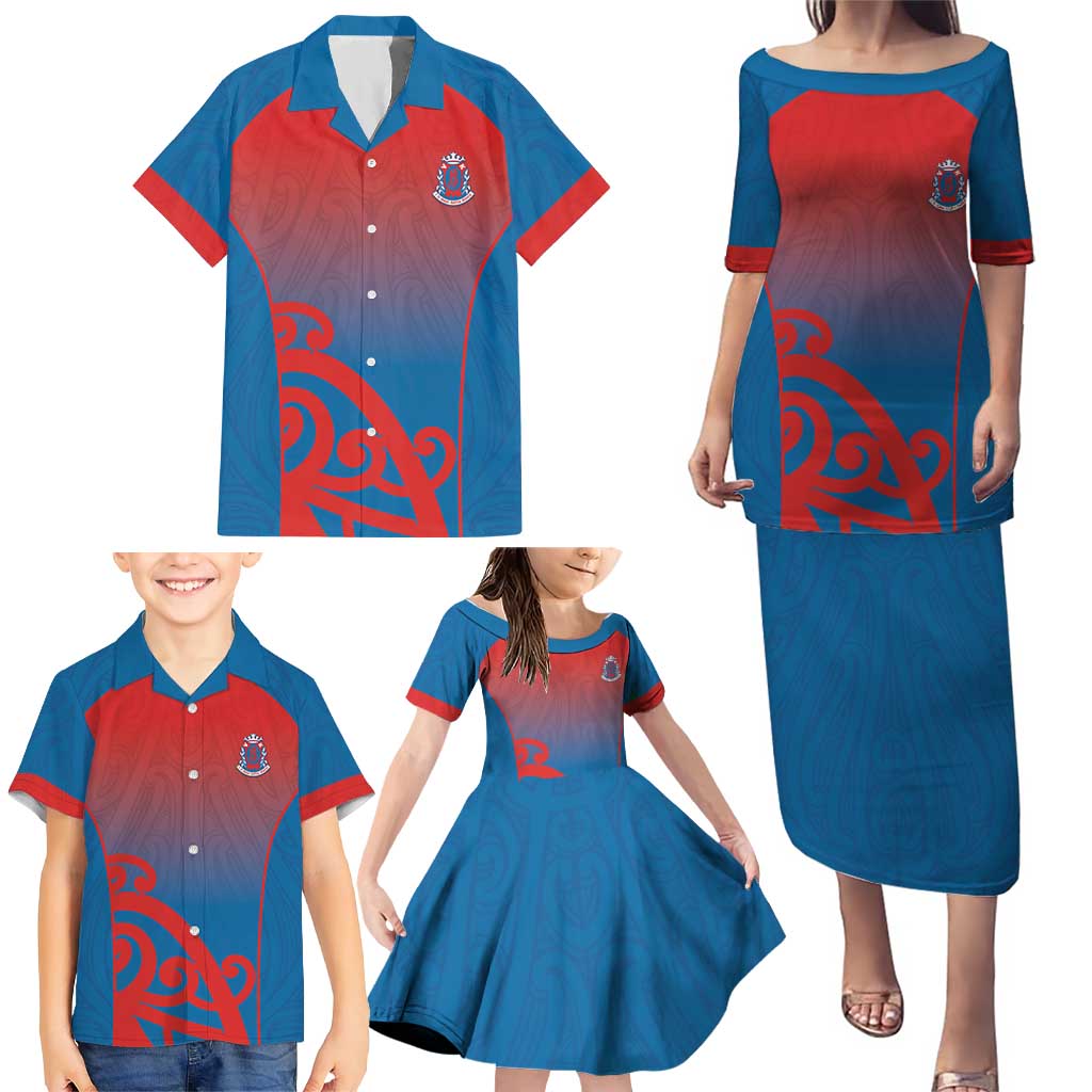 Custom St Joseph's Maori Girls' College Family Matching Puletasi and Hawaiian Shirt Maori Koru Pattern