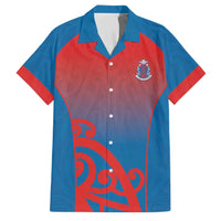 Custom St Joseph's Maori Girls' College Family Matching Tank Maxi Dress and Hawaiian Shirt Maori Koru Pattern LT05 Dad's Shirt - Short Sleeve Blue - Polynesian Pride