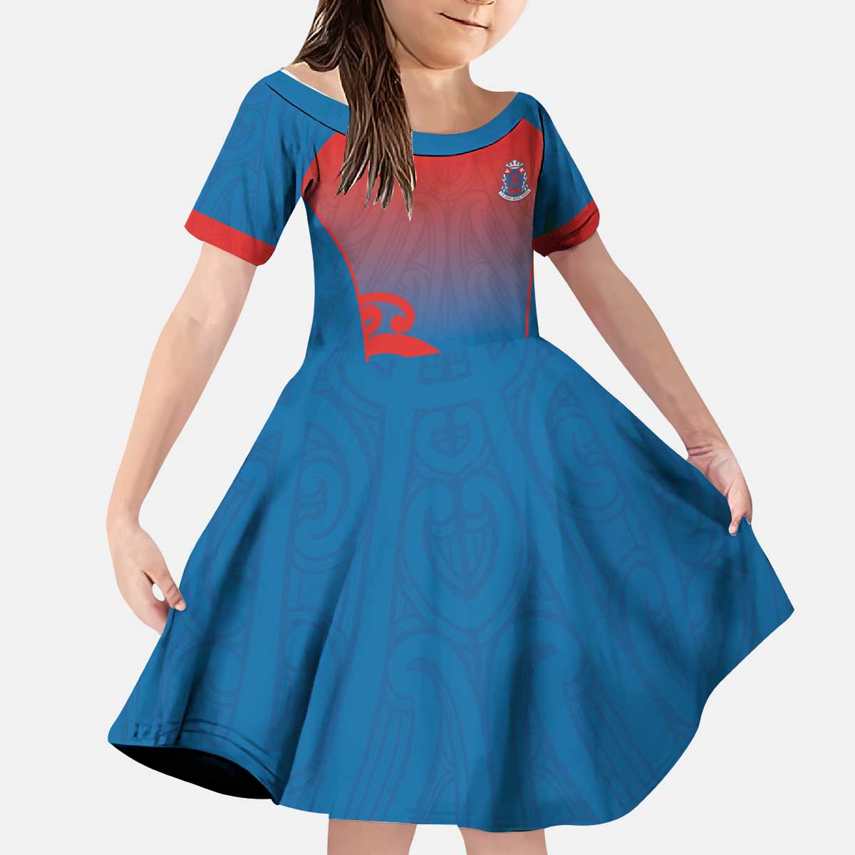Custom St Joseph's Maori Girls' College Kid Short Sleeve Dress Maori Koru Pattern