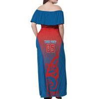 Custom St Joseph's Maori Girls' College Off Shoulder Maxi Dress Maori Koru Pattern LT05 - Polynesian Pride