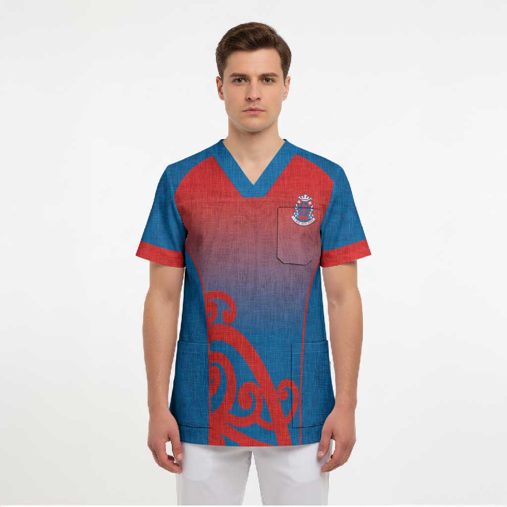 Custom St Joseph's Maori Girls' College Scrub Top Maori Koru Pattern