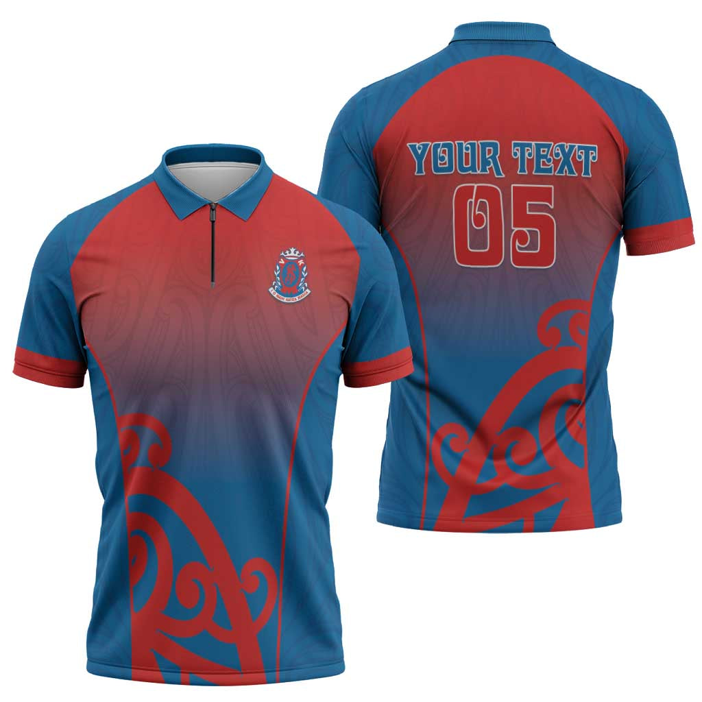 Custom St Joseph's Maori Girls' College Zipper Polo Shirt Maori Koru Pattern LT05 - Polynesian Pride