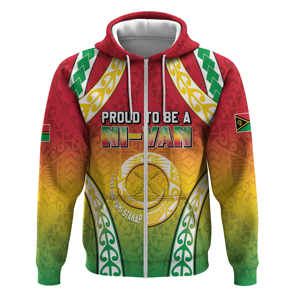 Personalised Vanuatu Hoodie Proud To Be A Ni-Van With Tribal Pattern LT05 Zip Hoodie Reggae - Polynesian Pride