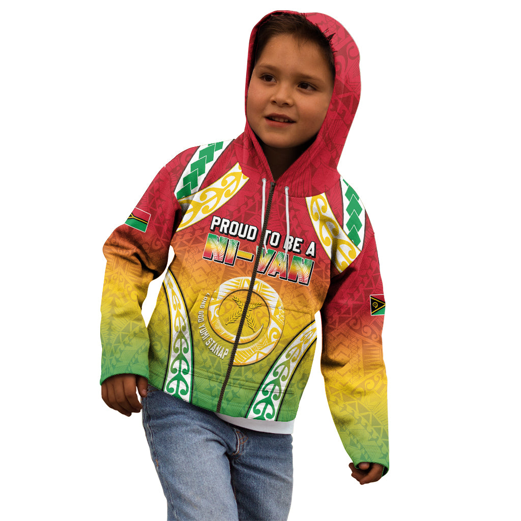 Personalised Vanuatu Kid Hoodie Proud To Be A Ni-Van With Tribal Pattern LT05 - Polynesian Pride