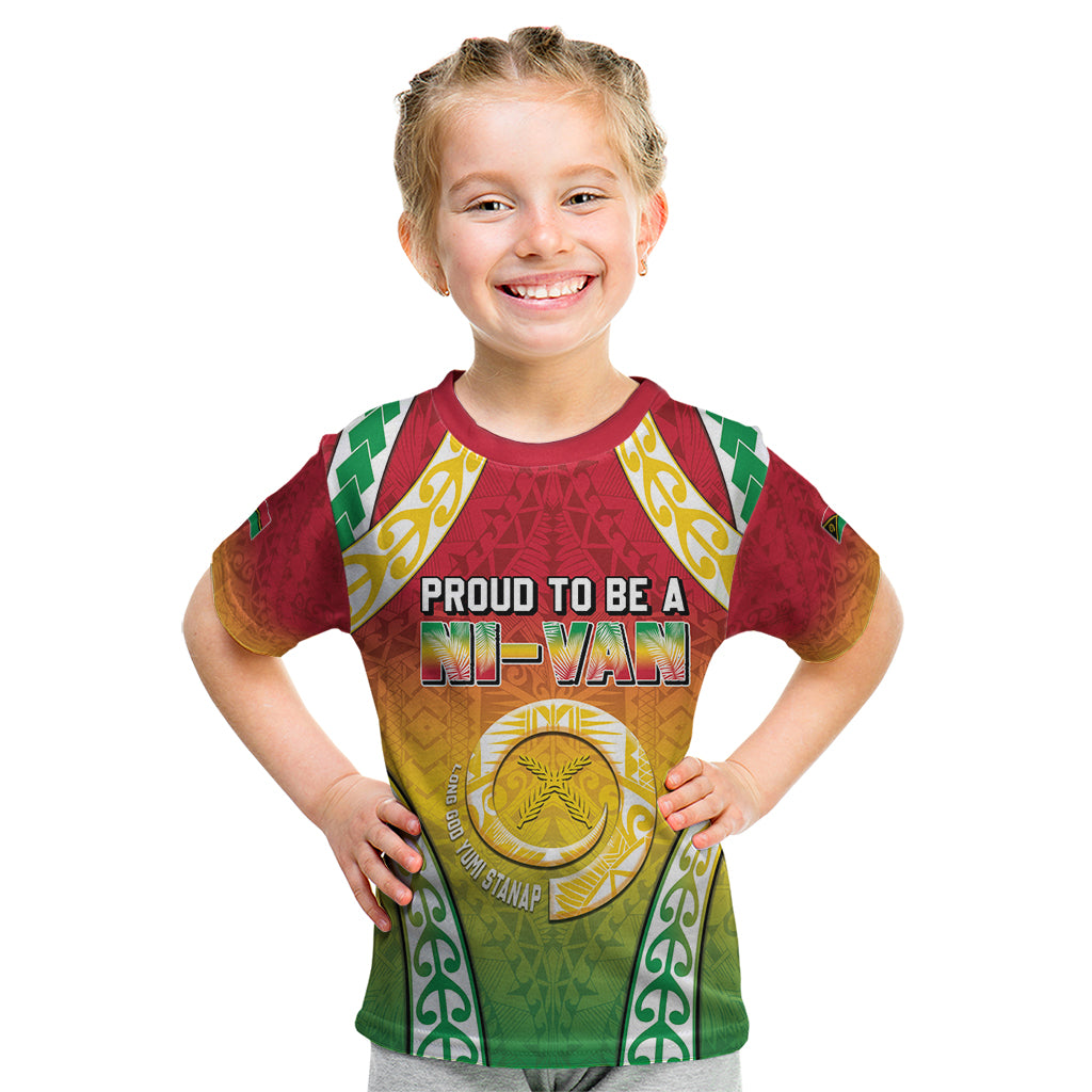 Personalised Vanuatu Kid T Shirt Proud To Be A Ni-Van With Tribal Pattern LT05 Reggae - Polynesian Pride