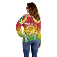 Personalised Vanuatu Off Shoulder Sweater Proud To Be A Ni-Van With Tribal Pattern LT05 - Polynesian Pride