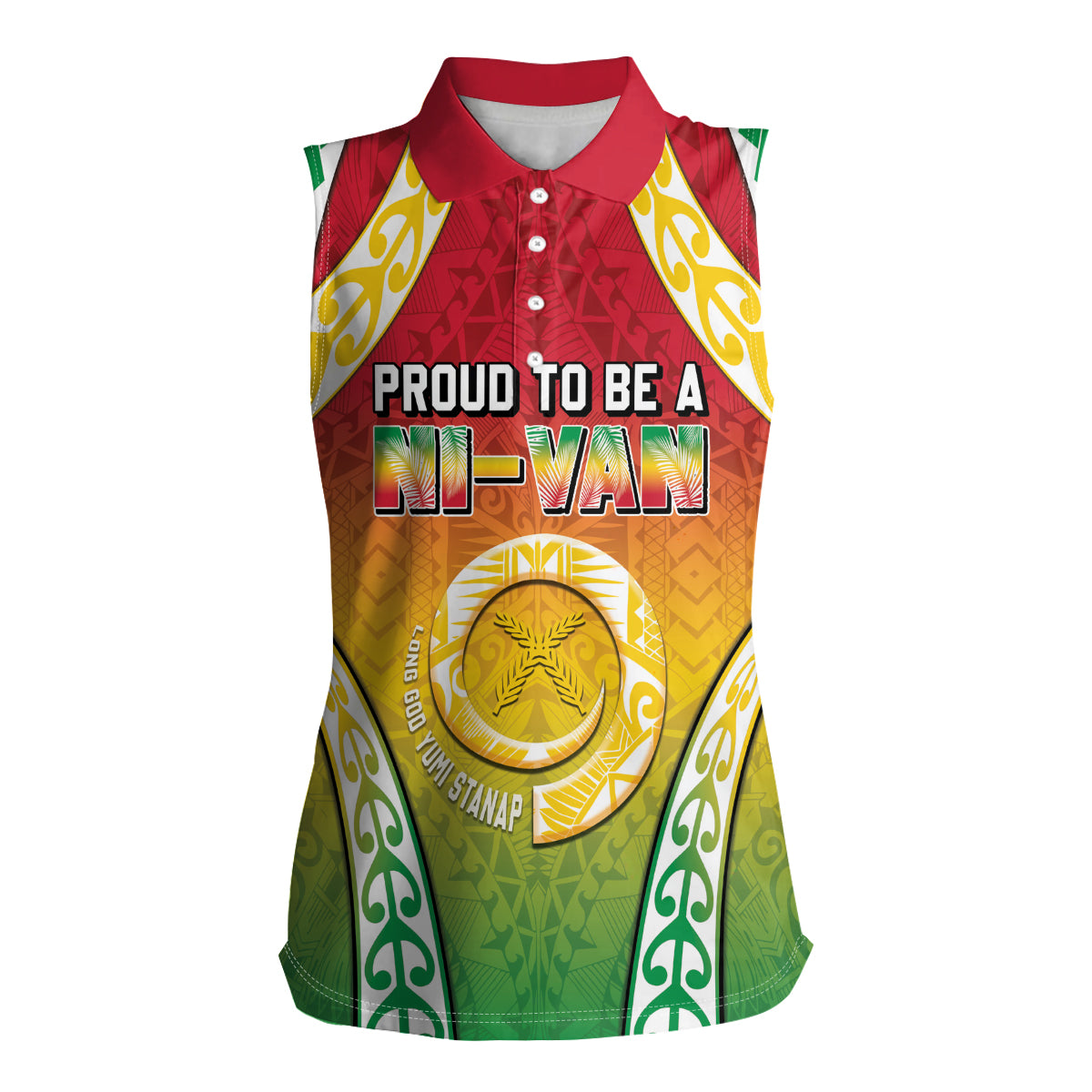 Personalised Vanuatu Women Sleeveless Polo Shirt Proud To Be A Ni-Van With Tribal Pattern LT05 Female Reggae - Polynesian Pride