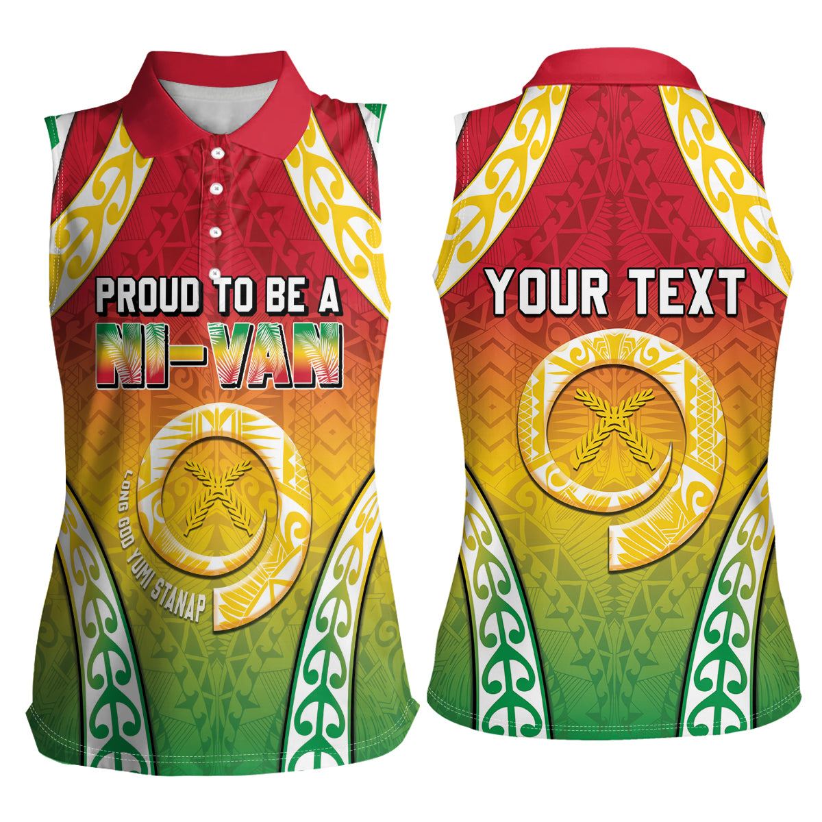 Personalised Vanuatu Women Sleeveless Polo Shirt Proud To Be A Ni-Van With Tribal Pattern LT05 - Polynesian Pride