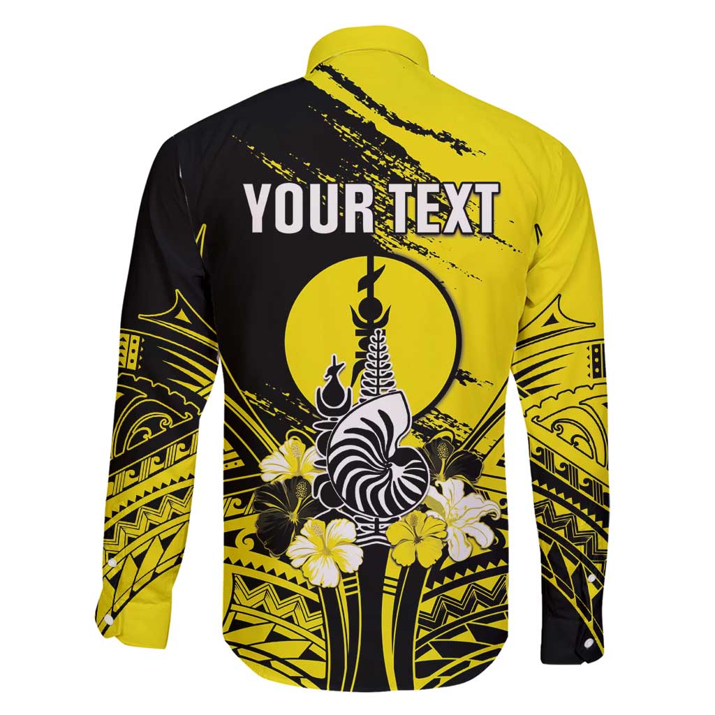 Personalised New Caledonia Day Family Matching Long Sleeve Bodycon Dress and Hawaiian Shirt Kanaky Flag Coat Of Arms Polynesian Pattern