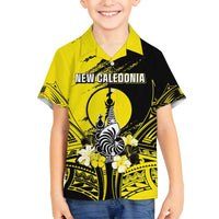 Personalised New Caledonia Day Family Matching Long Sleeve Bodycon Dress and Hawaiian Shirt Kanaky Flag Coat Of Arms Polynesian Pattern