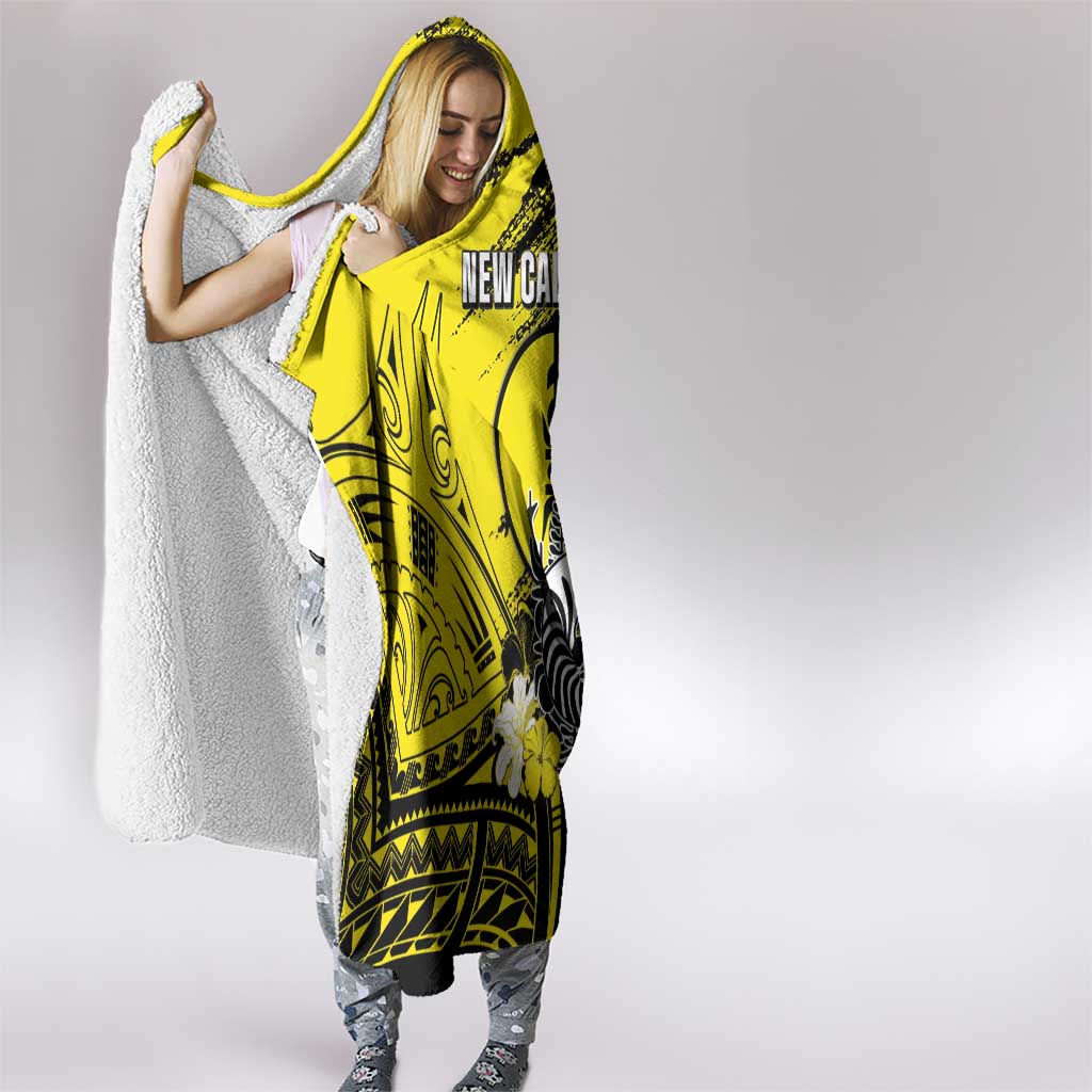 New Caledonia Day Hooded Blanket Kanaky Flag Coat Of Arms Polynesian Pattern