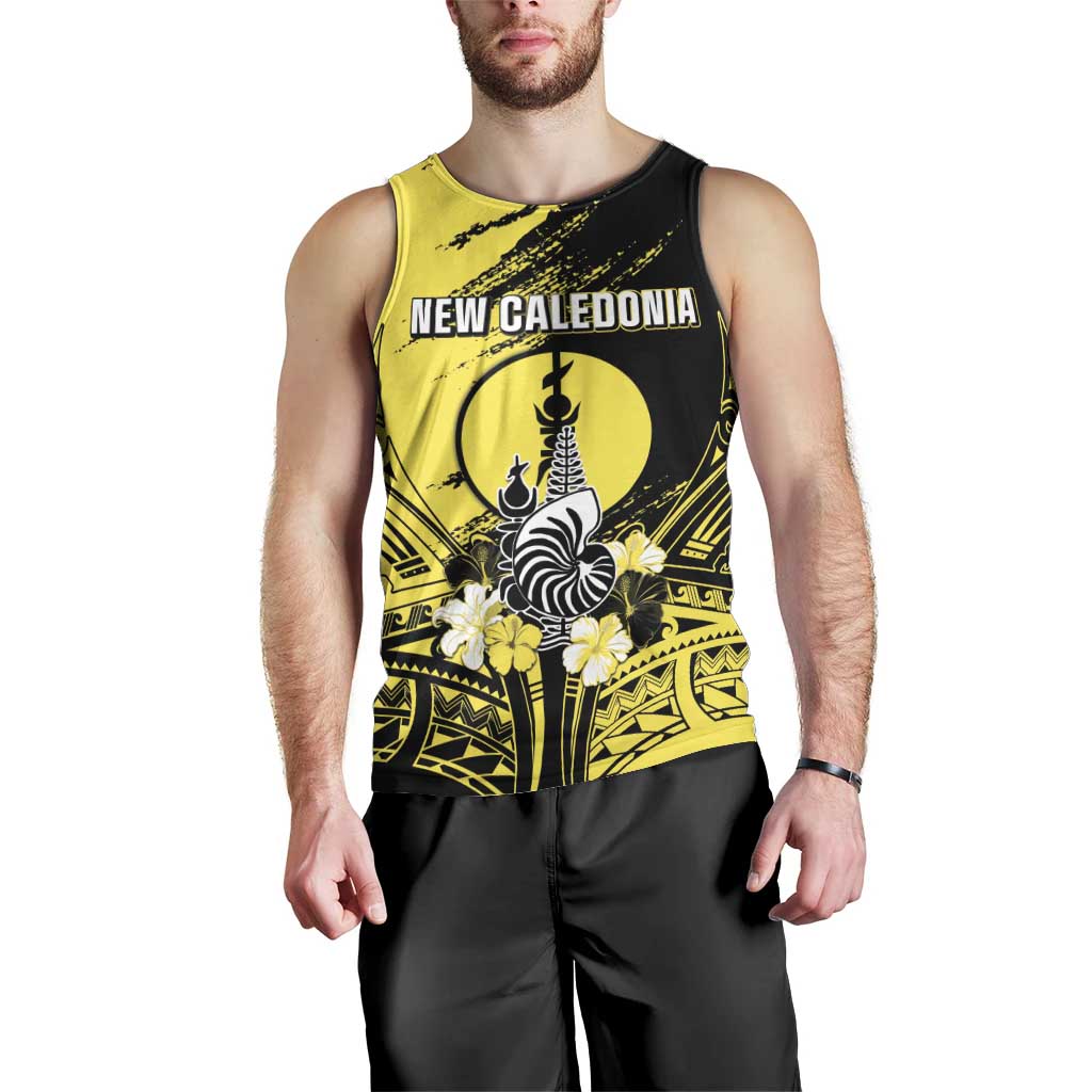 Personalised New Caledonia Day Men Tank Top Kanaky Flag Coat Of Arms Polynesian Pattern