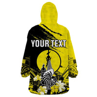 Personalised New Caledonia Day Wearable Blanket Hoodie Kanaky Flag Coat Of Arms Polynesian Pattern