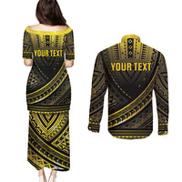 Personalised Polynesia Childhood Cancer Awareness Couples Matching Puletasi and Long Sleeve Button Shirt You Are Stronger Than Cancer