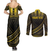 Personalised Polynesia Childhood Cancer Awareness Couples Matching Summer Maxi Dress and Long Sleeve Button Shirt You Are Stronger Than Cancer