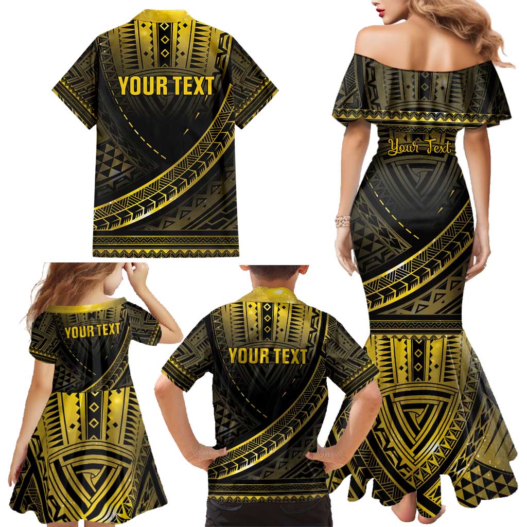 Personalised Polynesia Childhood Cancer Awareness Family Matching Mermaid Dress and Hawaiian Shirt You Are Stronger Than Cancer