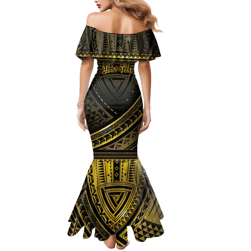 Personalised Polynesia Childhood Cancer Awareness Family Matching Mermaid Dress and Hawaiian Shirt You Are Stronger Than Cancer