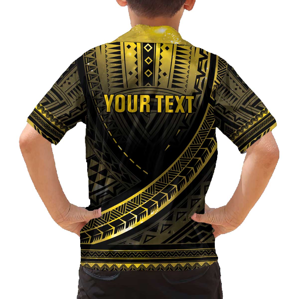 Personalised Polynesia Childhood Cancer Awareness Family Matching Off The Shoulder Long Sleeve Dress and Hawaiian Shirt You Are Stronger Than Cancer