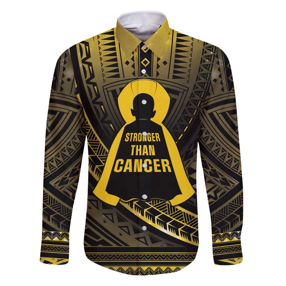 Personalised Polynesia Childhood Cancer Awareness Family Matching Off Shoulder Short Dress and Hawaiian Shirt You Are Stronger Than Cancer