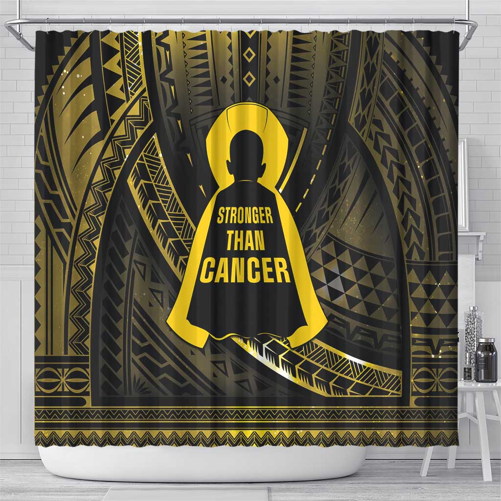 Polynesia Childhood Cancer Awareness Shower Curtain You Are Stronger Than Cancer