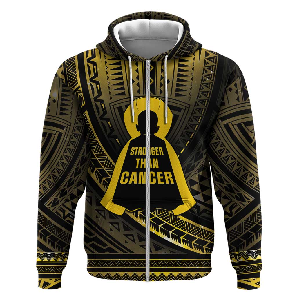 Personalised Polynesia Childhood Cancer Awareness Zip Hoodie You Are Stronger Than Cancer