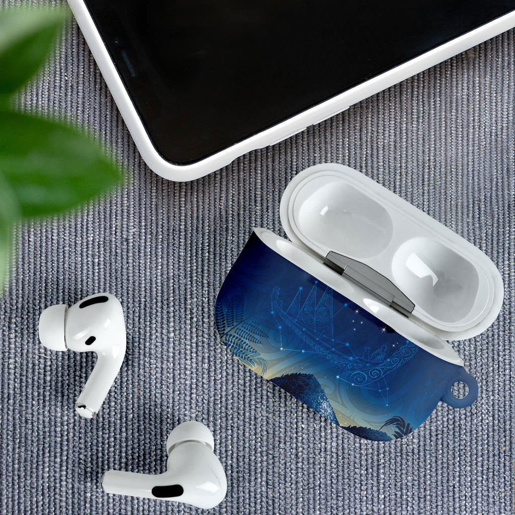 New Zealand Matariki AirPods Case Maori Waka With Silver Fern LT05 - Polynesian Pride