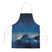 New Zealand Matariki Apron Maori Waka With Silver Fern LT05 Navy - Polynesian Pride