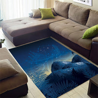 New Zealand Matariki Area Rug Maori Waka With Silver Fern LT05 - Polynesian Pride