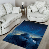 New Zealand Matariki Area Rug Maori Waka With Silver Fern LT05 - Polynesian Pride