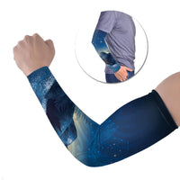 New Zealand Matariki Arm Sleeves Maori Waka With Silver Fern LT05 Set of 2 Navy - Polynesian Pride