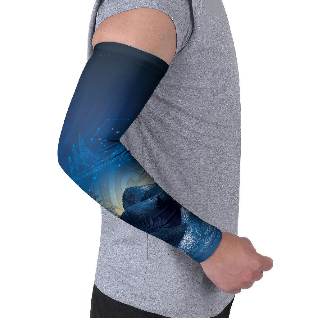 New Zealand Matariki Arm Sleeves Maori Waka With Silver Fern LT05 - Polynesian Pride