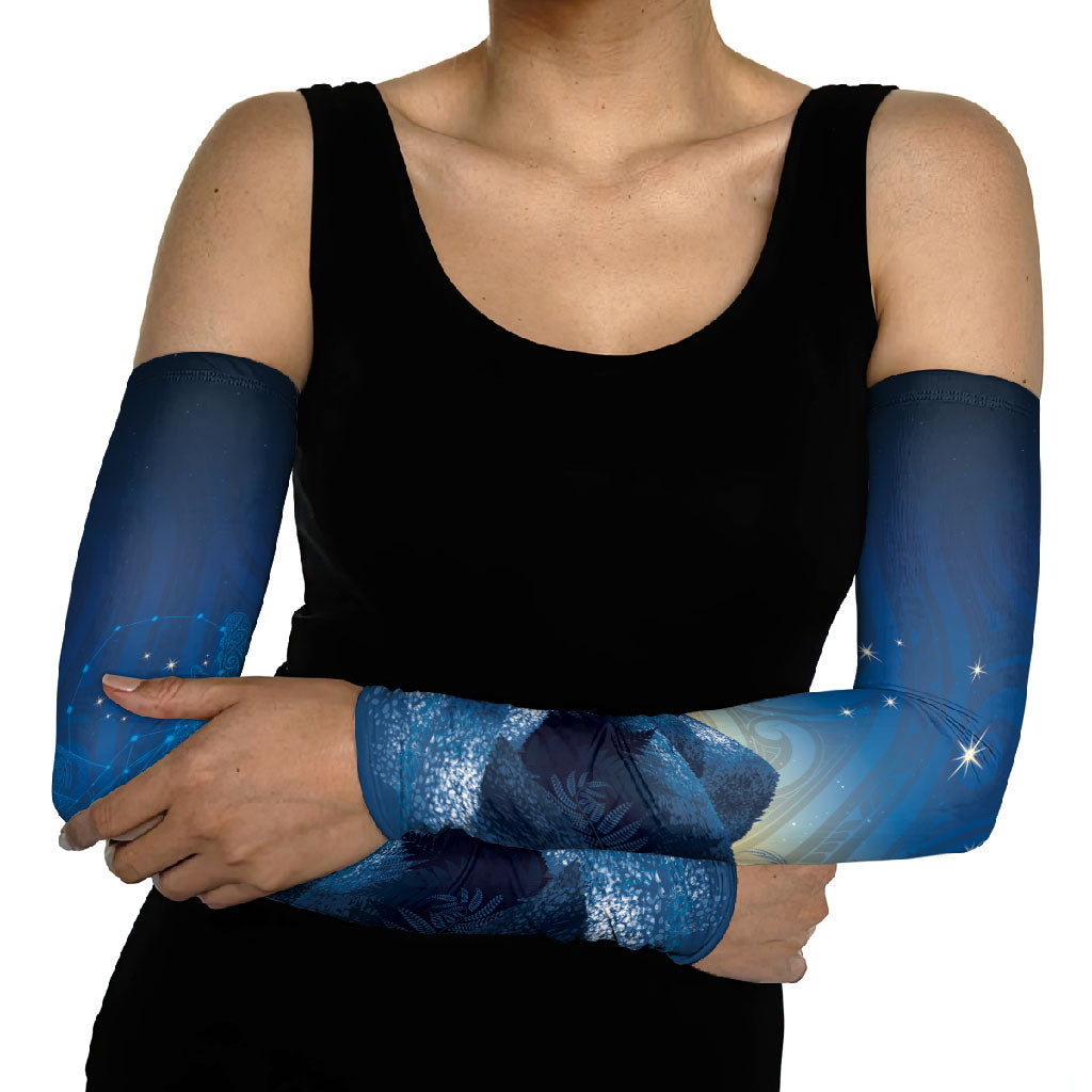 New Zealand Matariki Arm Sleeves Maori Waka With Silver Fern LT05 - Polynesian Pride